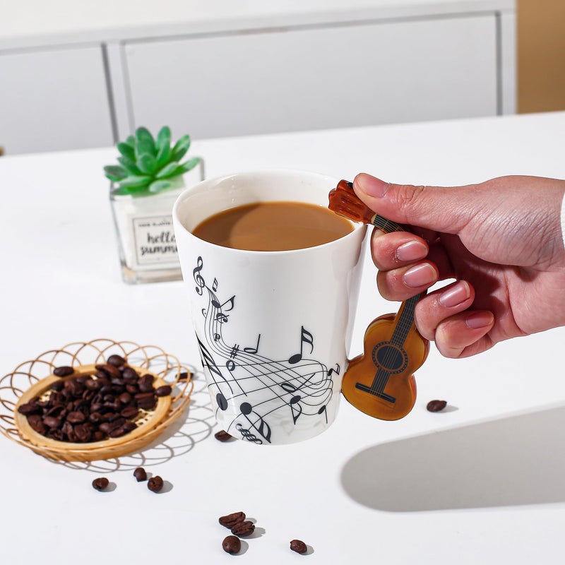 LanHong Guitar Mug Guitar Coffee Mug Music Gifts for Guitar Players Musician - 13.5 oz Guitar Cup Gifts for Music Lovers - Music Coffee Mugs Birthday Christmas Gifts for Men Women (Acoustic) - Image 4